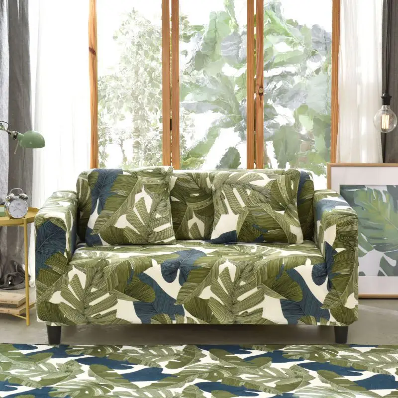 

Leaf and Flower Patterns Jacquard Sofa Cover, High Elasticity Sofa Cover, Anti Dirt and Anti Cat Scratch Soft Slipcover