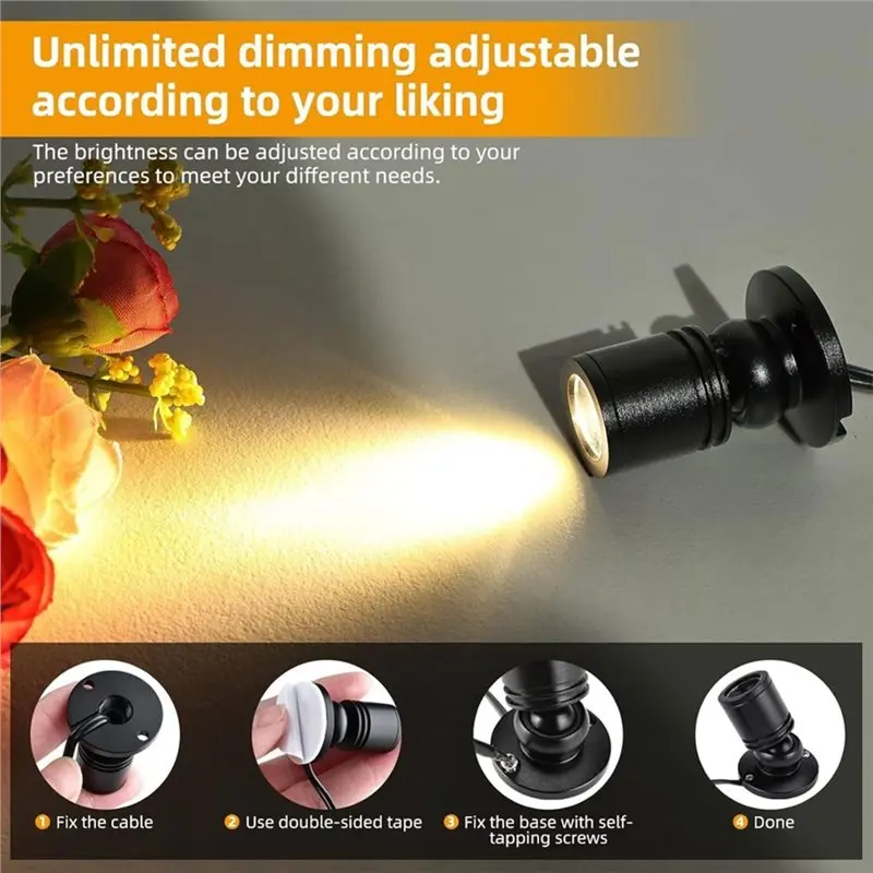 IALJ-Indoor LED Mini Spotlight 3000K Warm White Dimmable 4Pcs For Display Lighting Spot