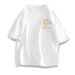 8XL Summer limited edition men's oversized T-shirt Japanese style cute corgi printed T-shirt suitable for both men and women