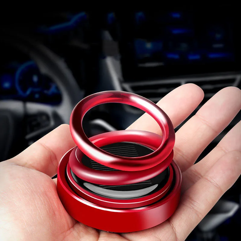 Solar Car Perfume Double Ring Suspension Rotating Aromatherapy Ornament Luxury Interior Decoration Fragrance for Men Women Auto