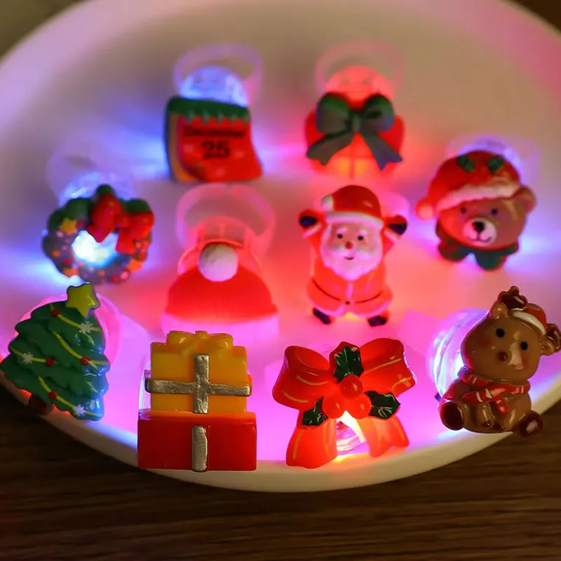 24 قطعة من حلقات توهج عيد الميلاد ثلاثية الأبعاد LED ضوء الإصبع حلقات وامضة لحفلة عيد الميلاد ألعاب عيد الميلاد المضيئة #6