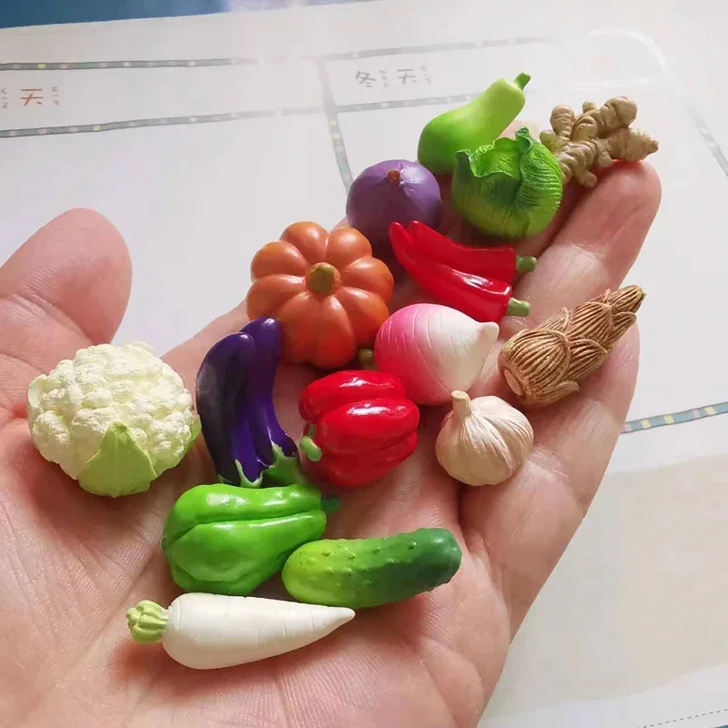 Ajo pimienta roja lechuga pepinos/verduras/miniaturas/lindo/gnomo de jardín de hadas/decoración de terrario musgo/bonsái/estatuilla/casa de muñecas