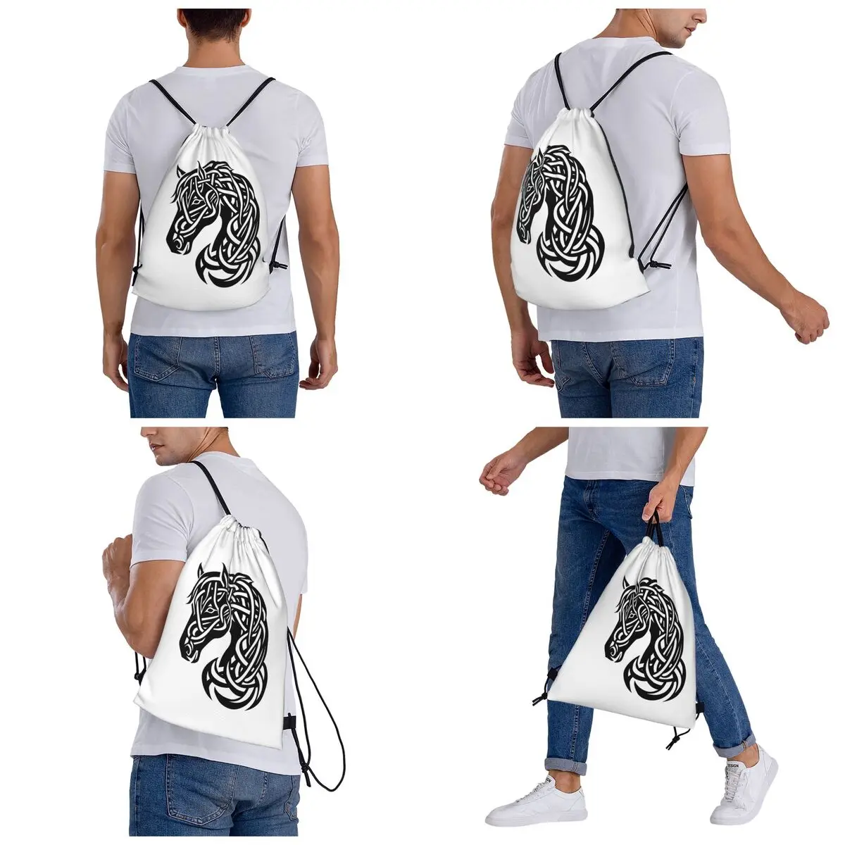 Fantasy Horse, Celtic Design Backpacks Multi-function Drawstring Bags Sports Bag Book Bags for Travel School