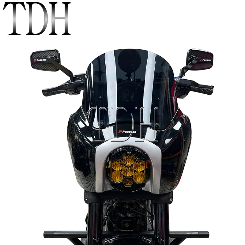Front Fairing Headlight Bracket Combo Kit Windshield For Baja Designs LP6 Light For Harley Softail Fat Bob FXFB 114 FXFBS 18-25 view 6