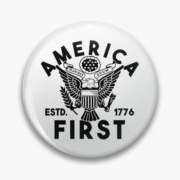 Patriotic America First Shirt  Soft Button Pin Gift Cute Women Collar Metal Creative Lover Decor Brooch Jewelry Hat Funny