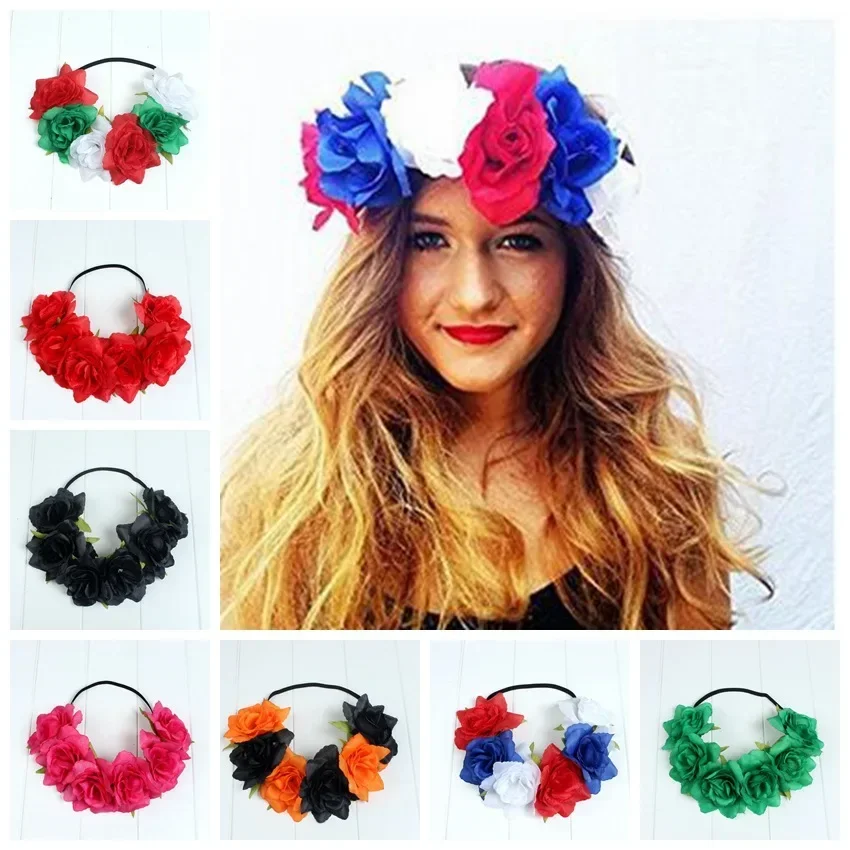 

1pcs Women Lady Floral Headband Wedding Rose Flower Crown Party Favors Headwear Christmas