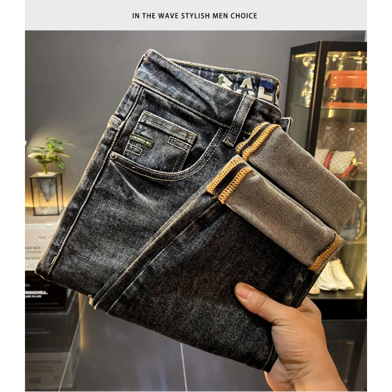 

Комфортный тренд, мужские рваные джинсы в американском стиле ретро, осень 20225, новые стильные узкие повседневные брюки-шаровары