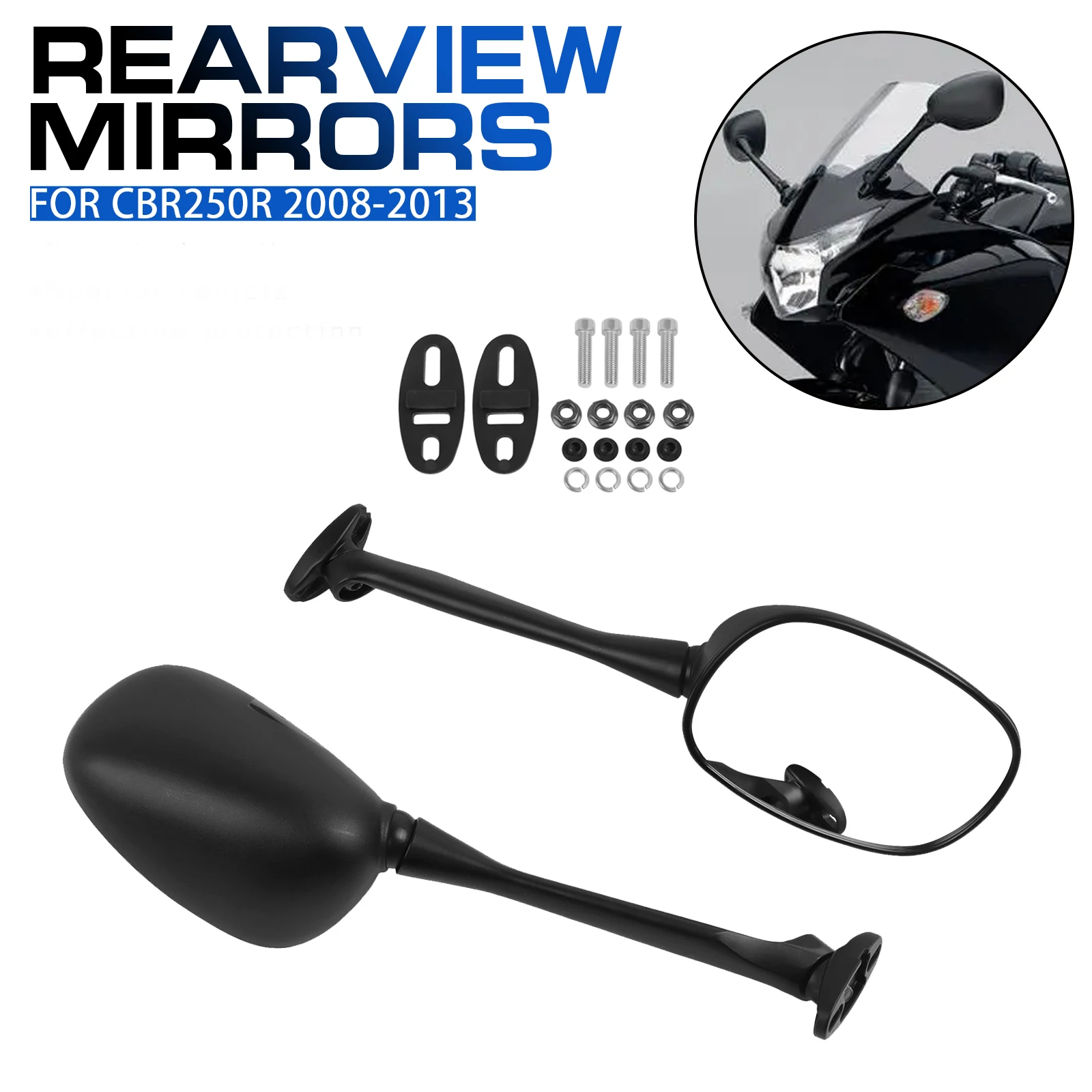 For Honda CBR250R CBR 250 R CBR250 R 2008-2013 2012 2011 Left Right Mirror Rear View Mirror Motorcycle Rearview Side Mirrors