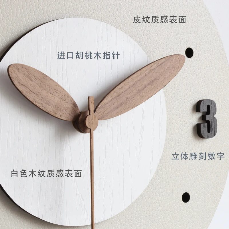 Clock wall clock living room home cream wind hanging table without punching silent simple modern clock wall hanging.