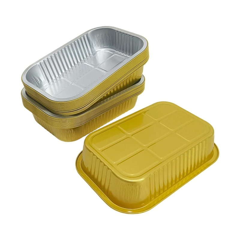 Aluminum Foil Containers 1050ml Rectangle Baking Pans Disposable Oven Safe Roasting Trays for BBQ Party Food Storage 10pcs Pack