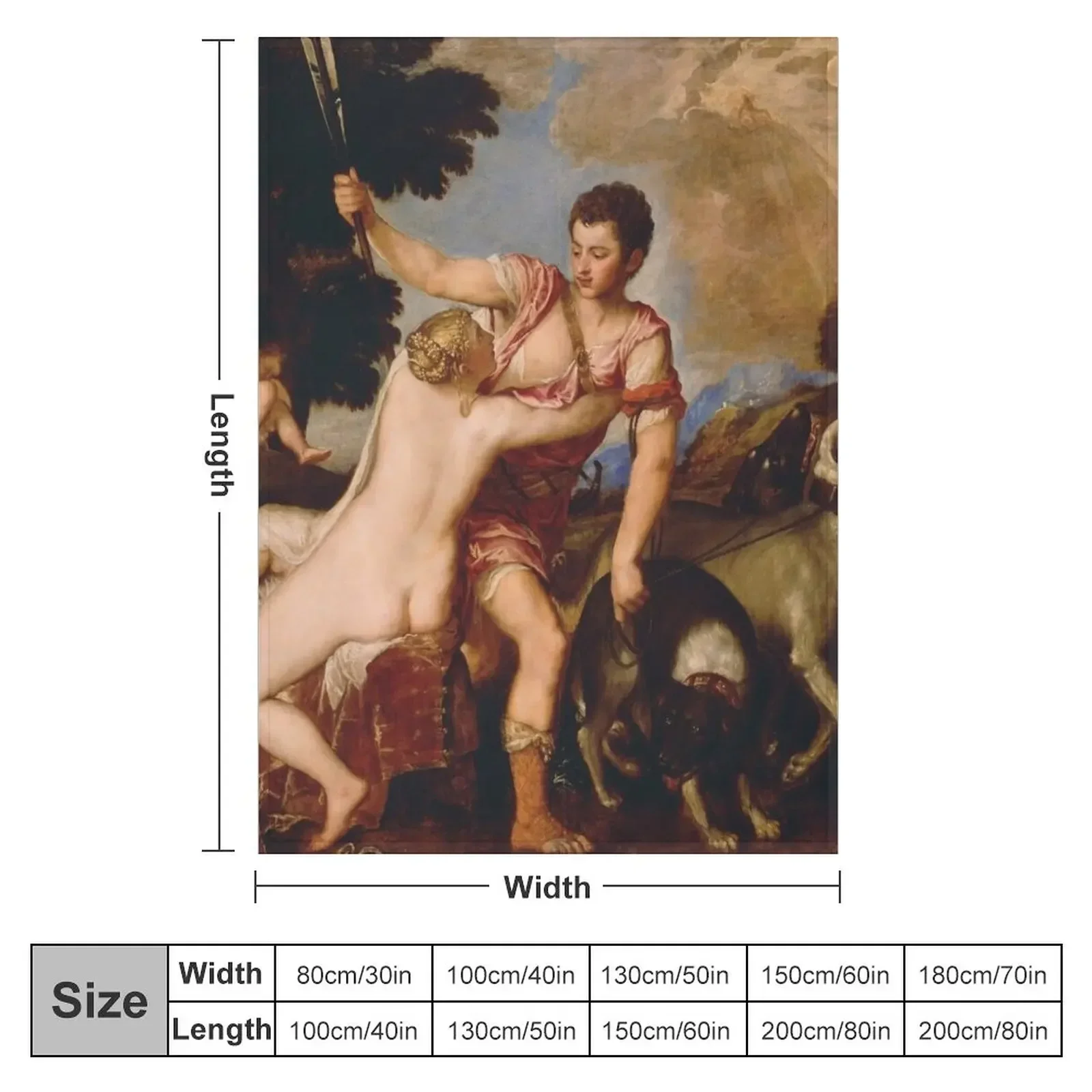 Titian - Venus And Adonis Throw Blanket Retros Beautifuls Soft Plush Plaid Blankets