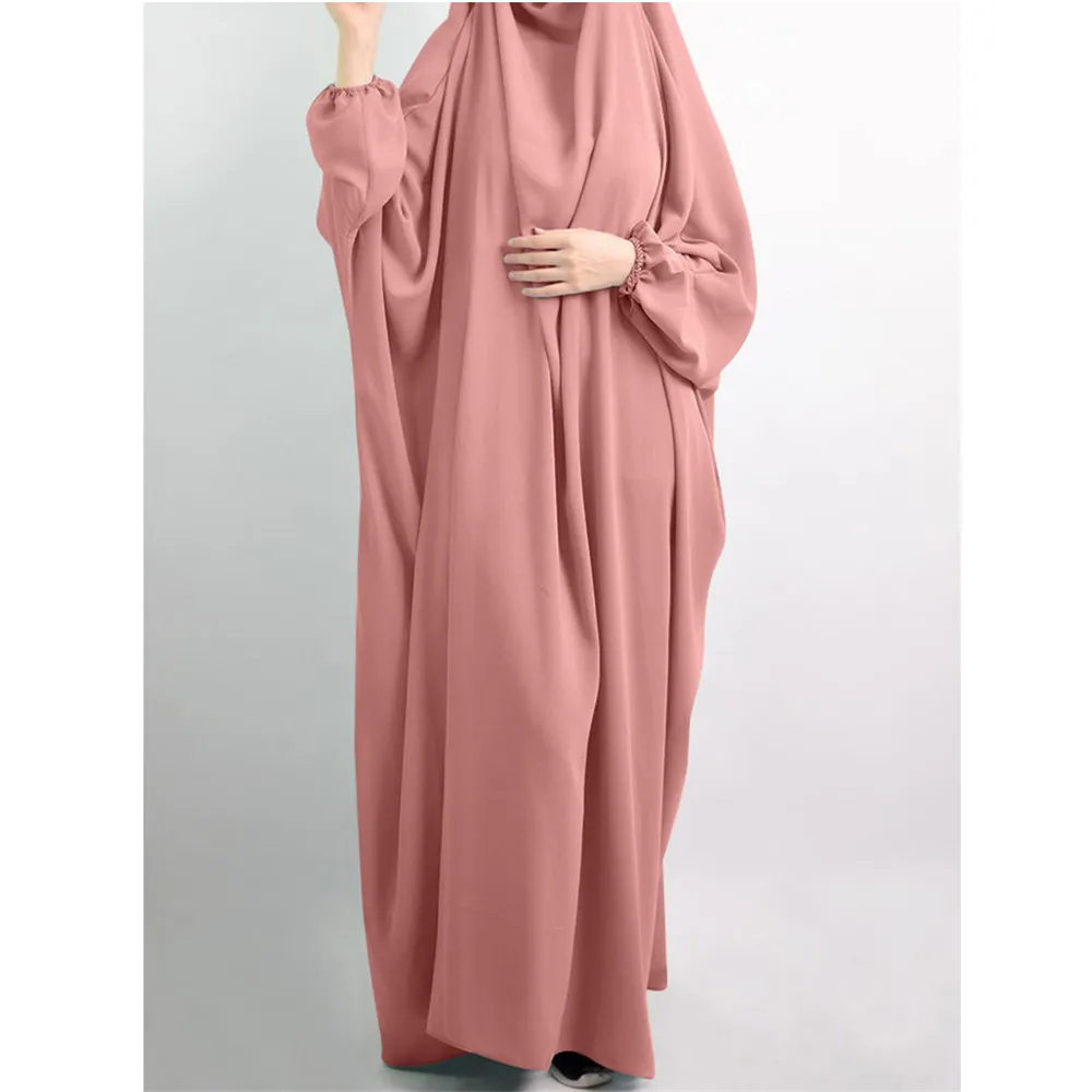 Eid Hooded Caftan One Piece Amira Khimar Muslim Women Overhead Hijab Prayer Garment Long Dress Turkey Burqa Islamic Robe Ramadan