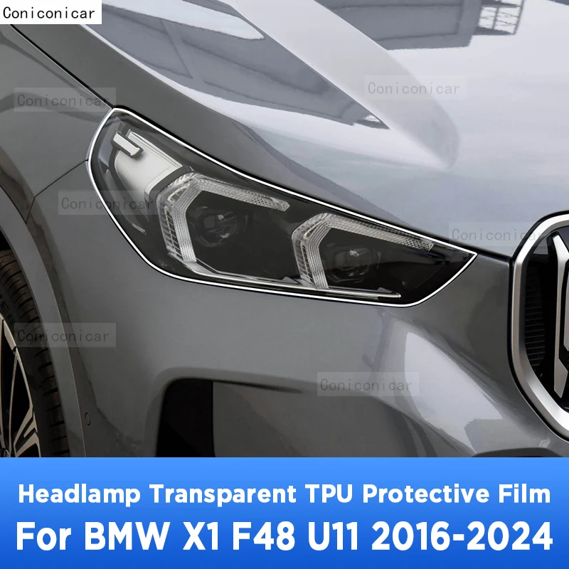 

For BMW X1 F48 U11 2016-2024 Car Exterior Headlight Anti-scratch Front Lamp Transparent TPU Protective Film Accessories Sticker