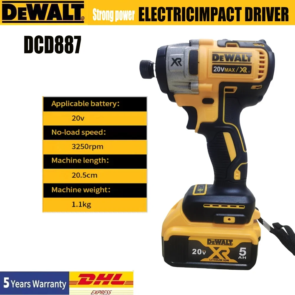 

Dewalt DCD887 electric screwdriver, electric impact drill, power tool, easy to operate, 3250RPM speed,brushless motor 1/43800IPM