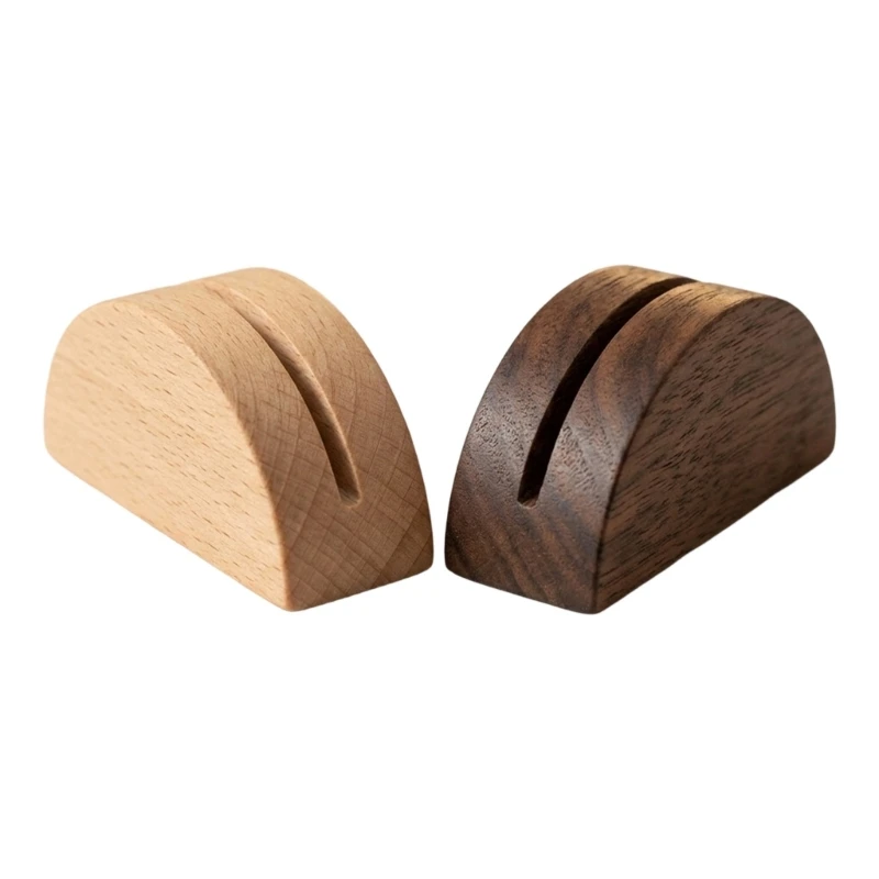 10Pcs Natural Photo Stand Semicircle Wooden Card Display Stands For Holding Name Card Recipes Postcard And Note Memo