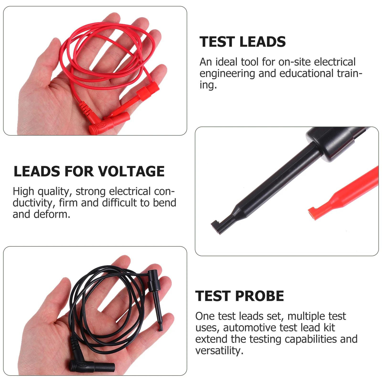 

2Pcs Multimeter Test Lead Kit Electrical Test Probe Set Heat Resistant Silicone Insulated Comfort Grip Leads for Voltage