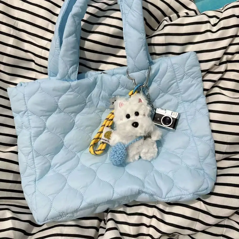

Fashion Cartoon Plush Dog Keychain Camera Pearl Puppy Pendant Rope Bag Hanging Plush Dolls Girl Gift