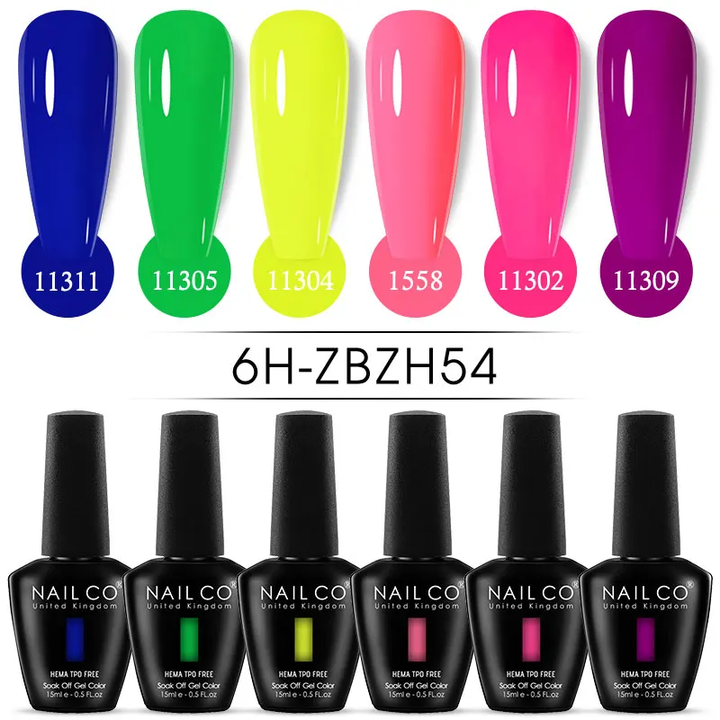 

NAILCO 15ml 6pcs/Set Gel Nail Polish Kit Semi Permanent UV Gel Varnish Soak Off Nail Lacquer HEMA TPO FREE Gel Nails Art Varnish