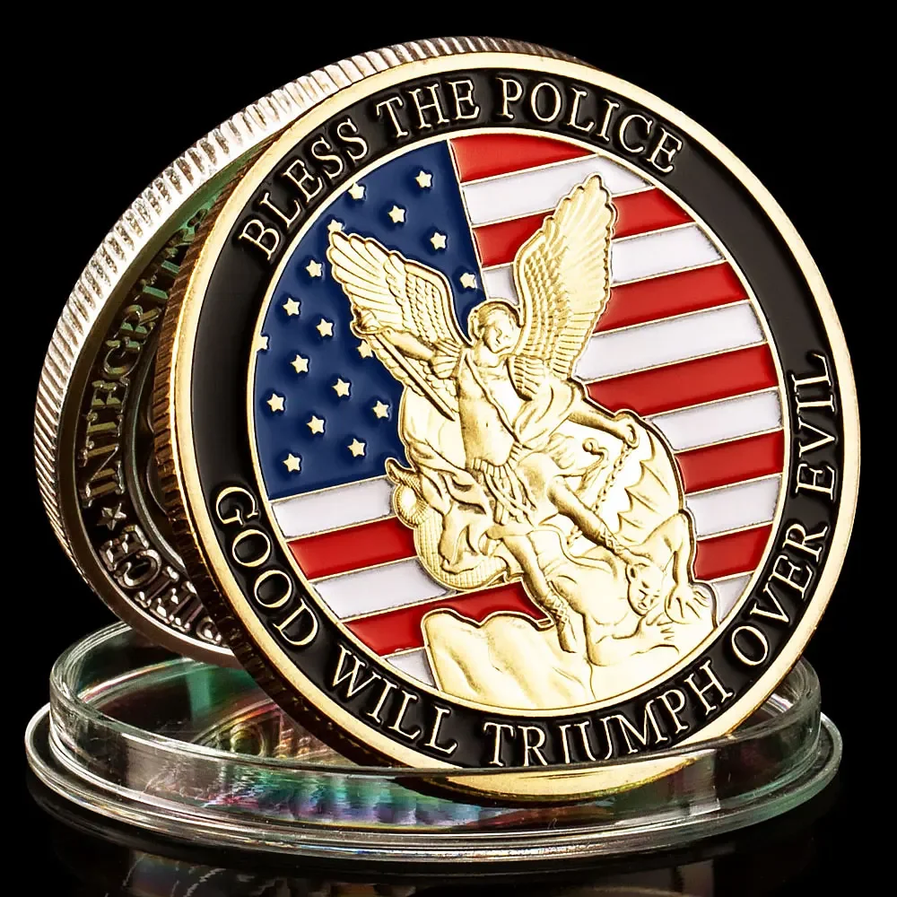 Bless The Police Honor Good Will Triumph Over Evil Souvenir Coin Courage Pride Integrity Collection Coins Home Decoration