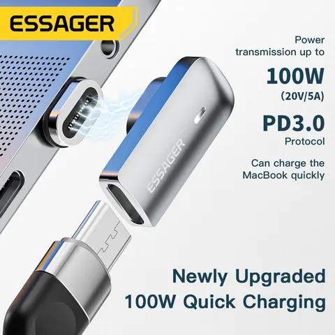 Адаптер Essager PD 100W USB C с магнитным разъемом для быстрой зарядки — фото модели