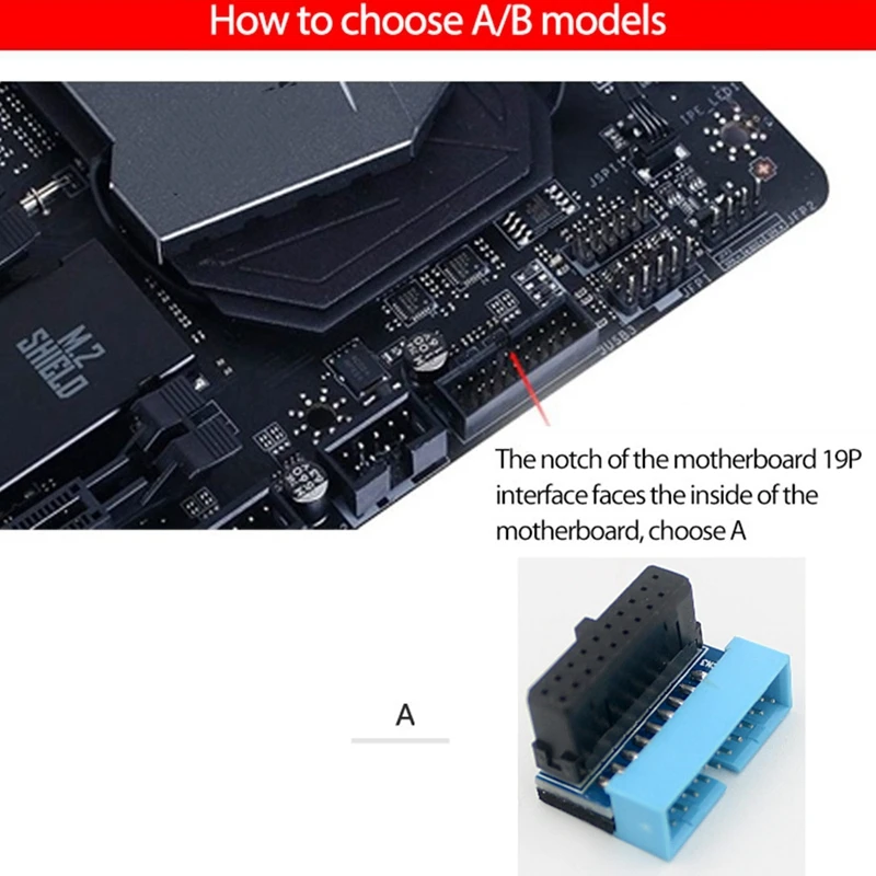 2 buah soket sendi kemudi USB3.0 19/20Pin, dudukan Pin vertikal Motherboard komputer Desktop, colokan siku 90 derajat