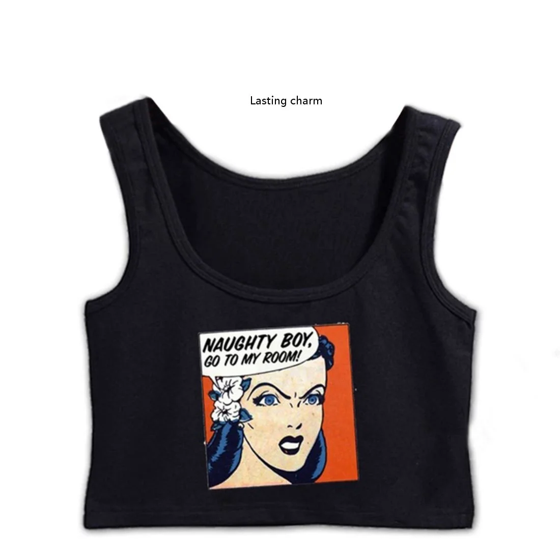 Dominatrix Bdsm Prints Naughty Boy Crop Top Women comics pattern Tops