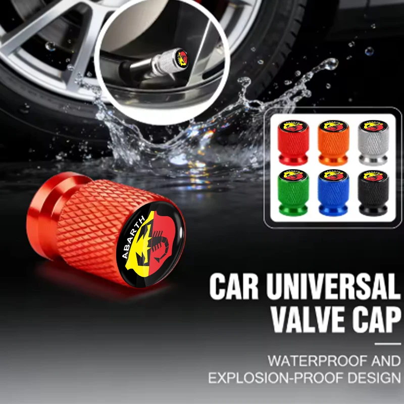 4 Uds. Nuevas tapas metálicas para válvulas de neumáticos, cubiertas antipolvo para neumáticos de coche, accesorios para Abbas Abarth Punto 124/125/500 Stilo Ducato, accesorios para coche