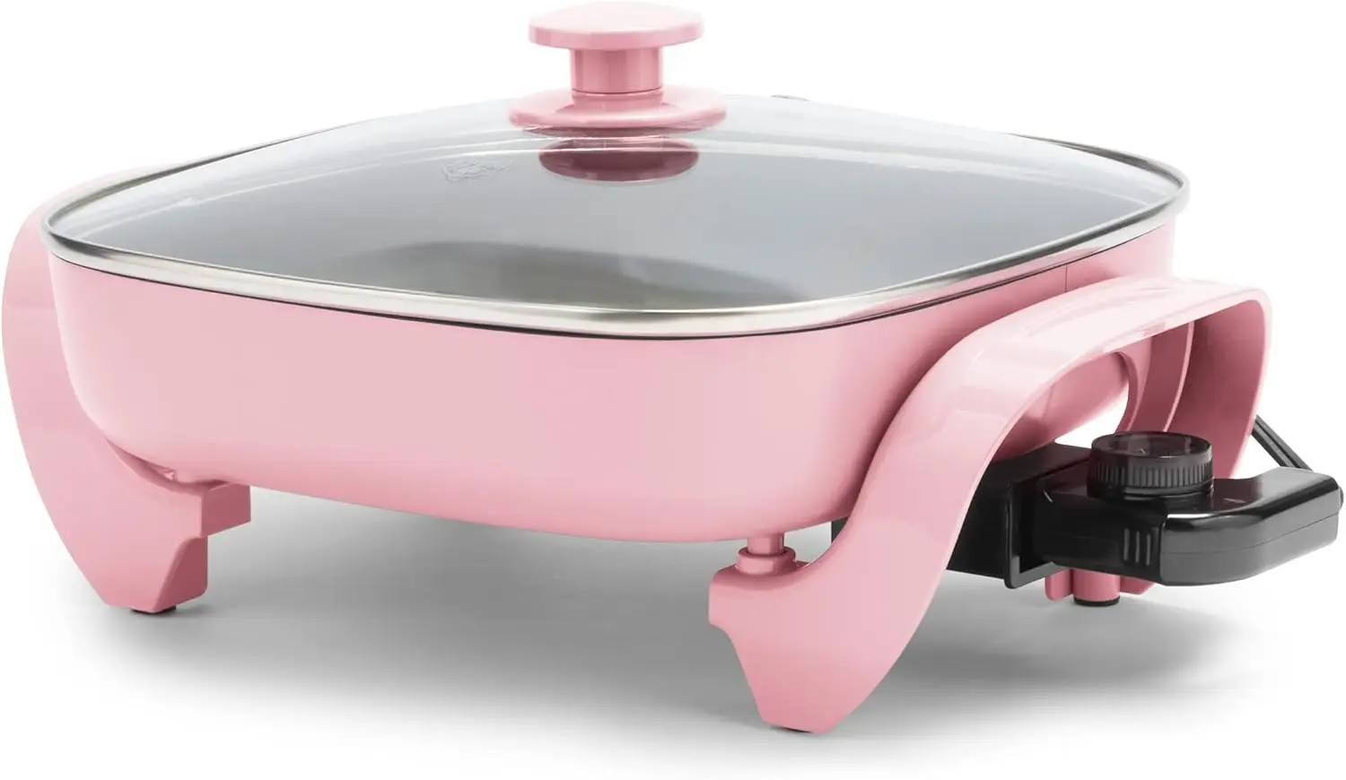 

GreenLife 12" Square Electric Skillet with Glass Lid, Ceramic Nonstick, Adjustable Temp, Cool Handles, Pink