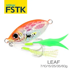 FSTK Metal Jig Fishing Lures Slow Jigging Lure 15g25g35g60g Shore Cast Jigging Saltwater Spoon Pike Bass Trout Artificial Baits