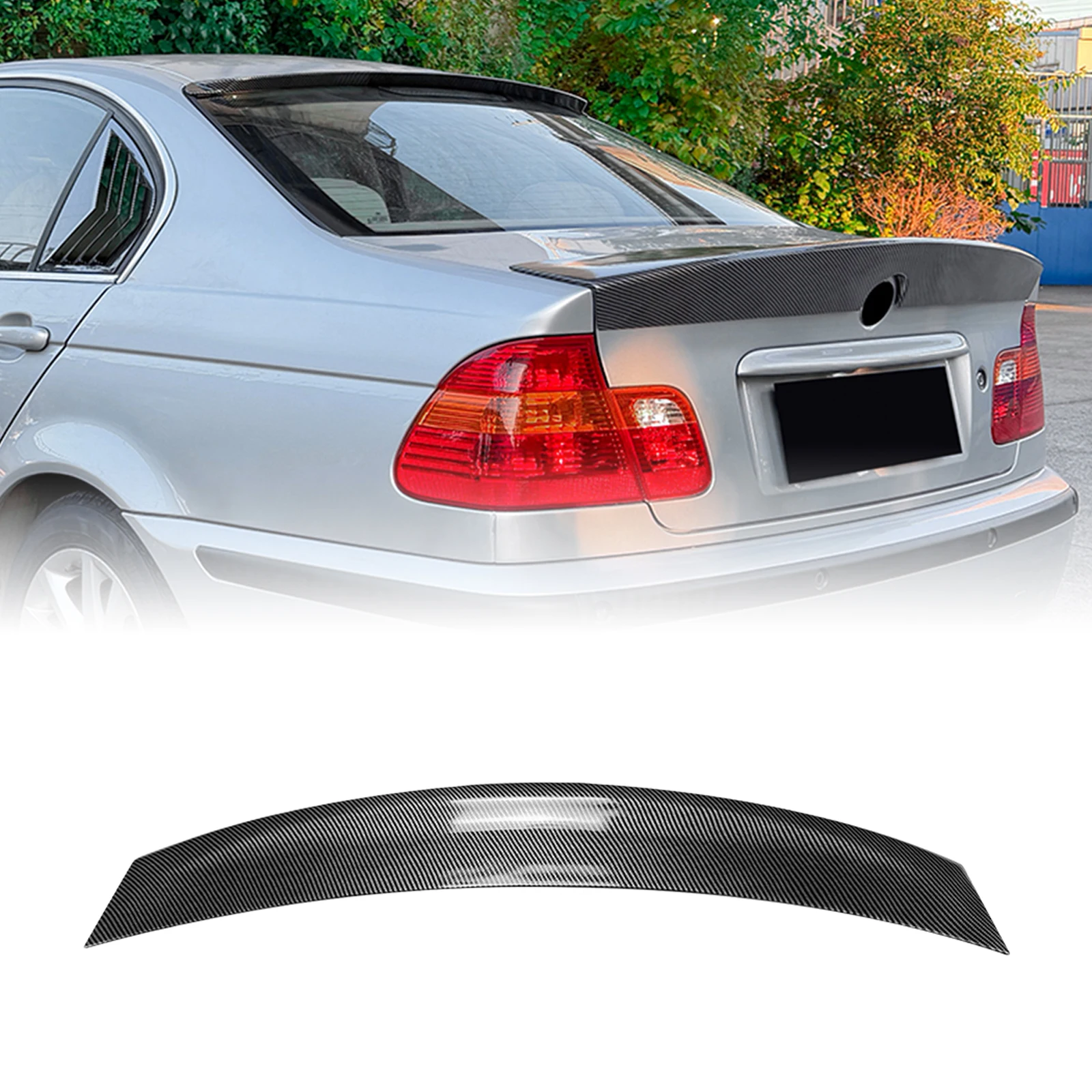 

Carbon Fiber Look/Gloss Black CSL Style Rear Trunk Lid Spoiler Wing Lip Tail Splitter For 1998-2004 BMW 3 Series E46 4-Door M3