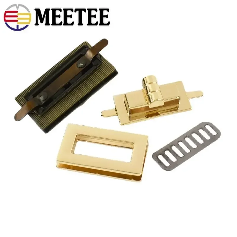 2/5Sets Meetee Metal Square Turn Twist Lock Clasps Handbag Closure Decorative Buckles Purse HandBag DIY Hardware Accessories