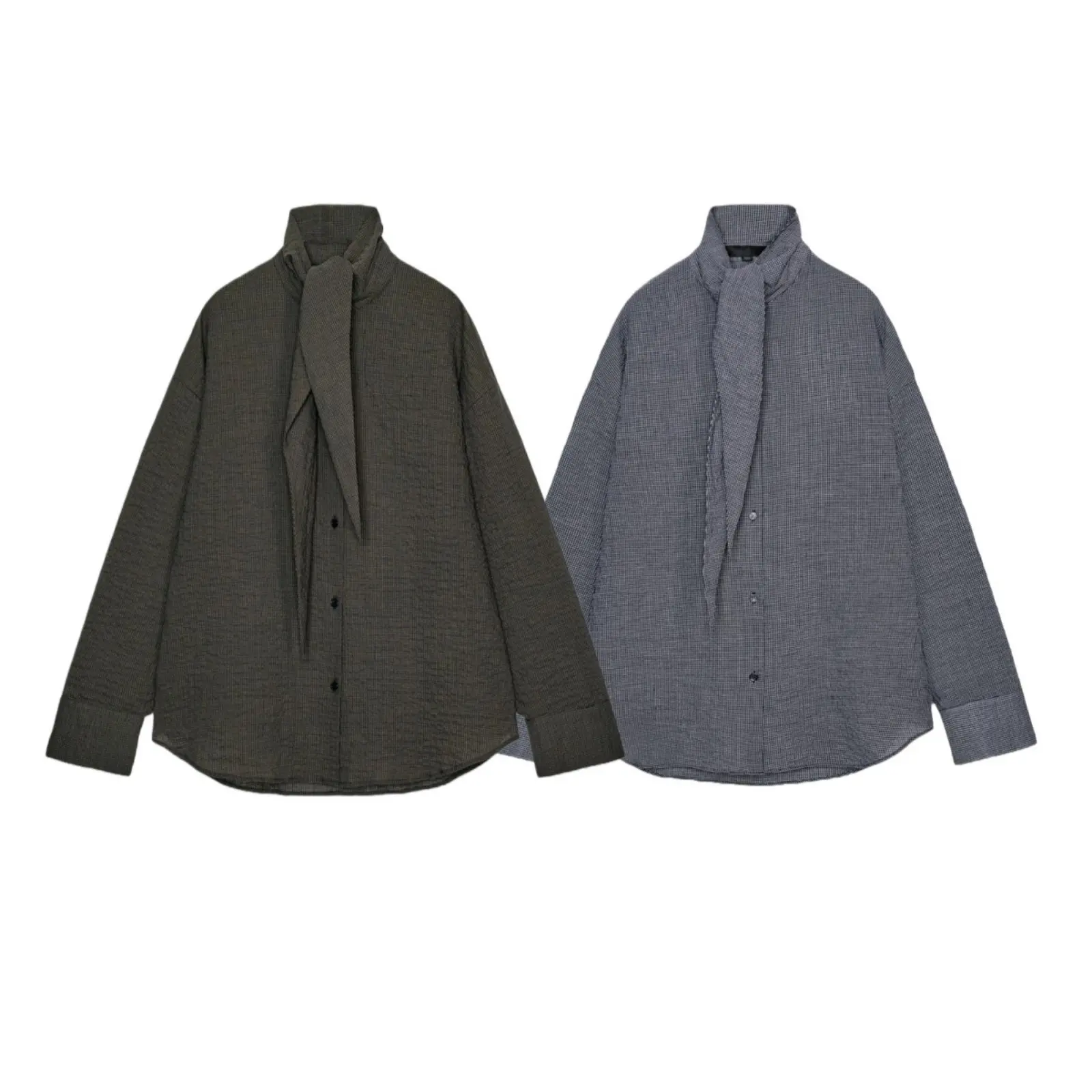 

Повседневная женская рубашка в клетку с асимметричным круглым подолом, длинными рукавами и круглым вырезом, весенняя мода, из полиэстера, устойчивого к износу.