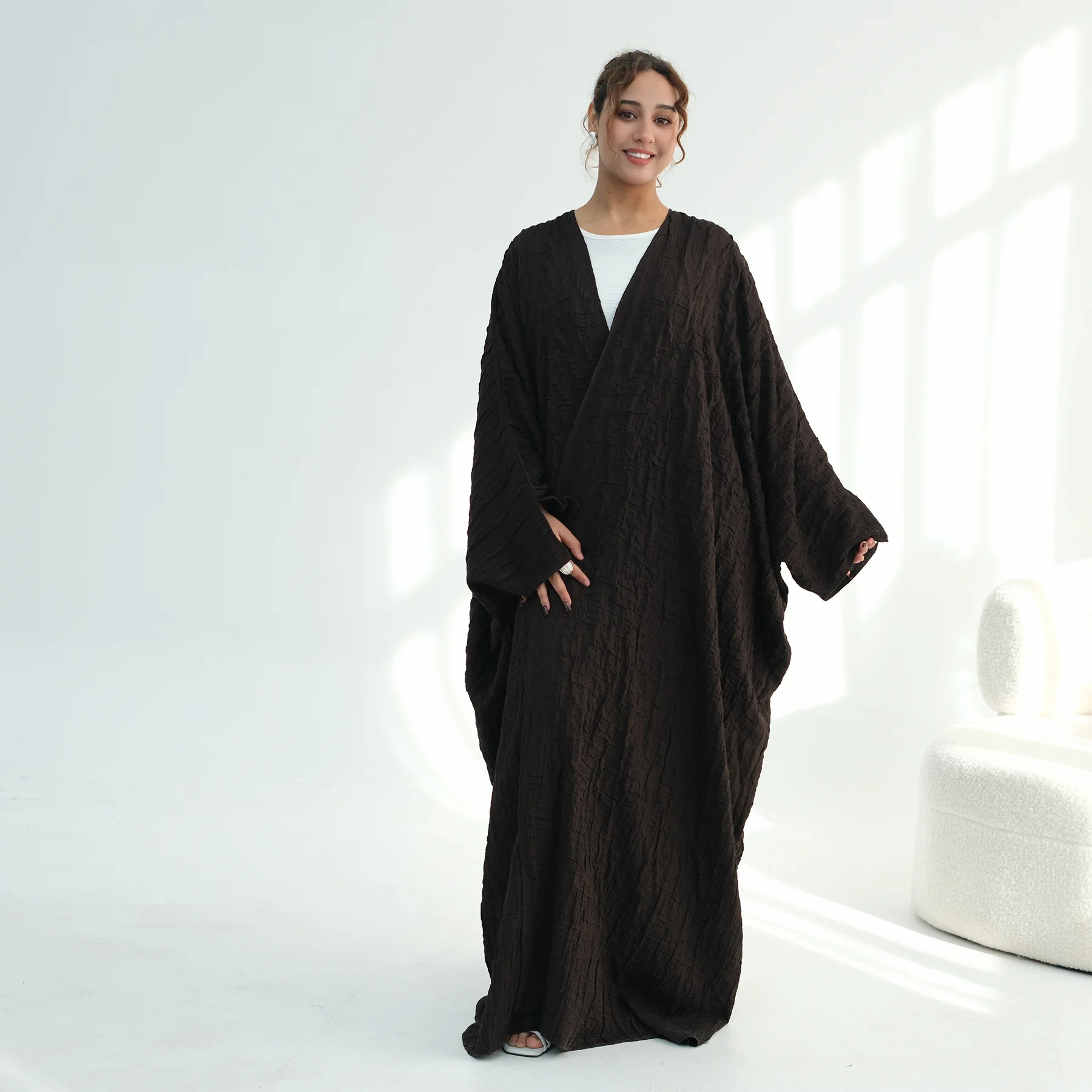 

Eid Abaya Women Double-faced Jacquard Open Dress Muslim Jalabiya Ramadan Dubai Vestidos Largos Party Arab Long Robe Kaftan 2026