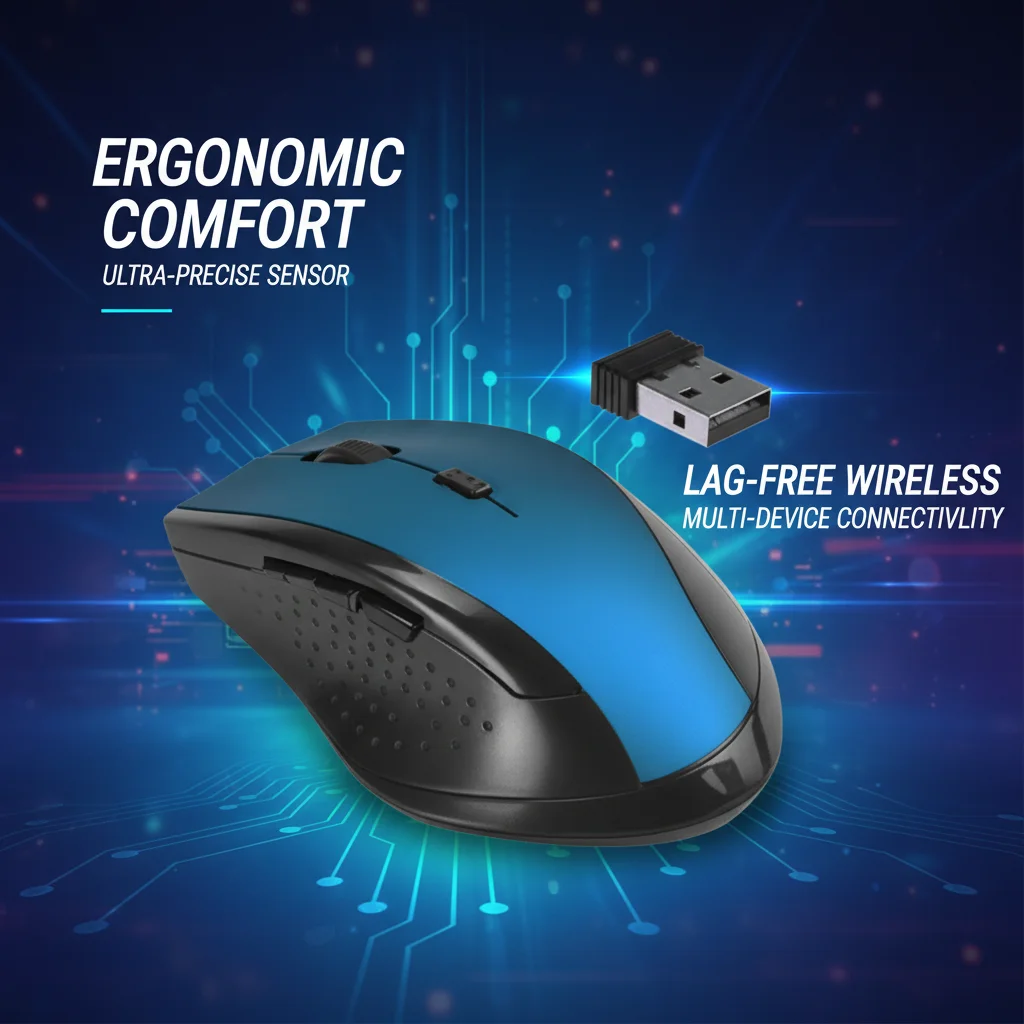 2.4G Wireless 4-Ways Scroll Optical Mouse 1200DPI Adjustable Office Stylish Ergonomic Slient Click Mouse For PC Computer Laptop