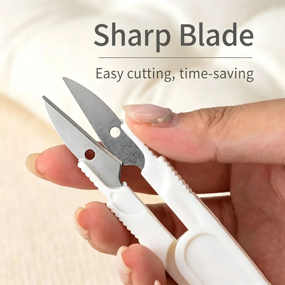 Color‑Transparent U‑Shaped Small Scissors with Safety Cap, Thread Snips for Cross‑Stitch, Fishing Scissors, Stainless‑Steel Scis