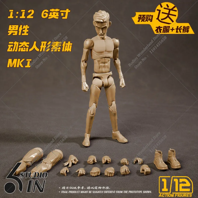 In Stock 6in Studio 1/12 Scale Super Flexible Male Body with Replaceable Legs Shoes Model For  6" Action Figure Hobby Collection