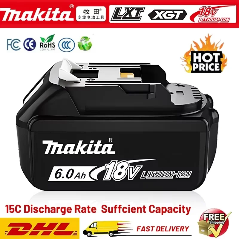 

100% original Makita 18V 6.0AH rechargeable lithium battery, suitable for BL1850 BL1850B BL1830B BL1840 BL1840B power tools