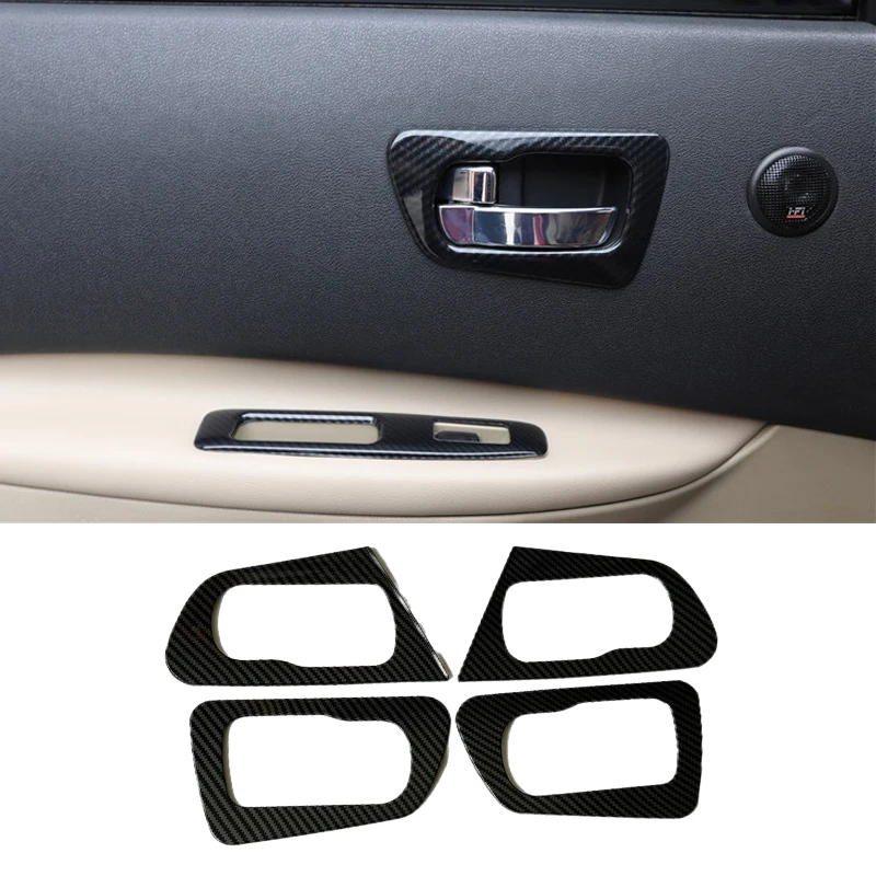 For Nissan Qashqai 2007 2008 2009 2010 2011 2012 2013 J10 Car Accessories Carbon Fiber Style Interior Door Handle Cover Trim