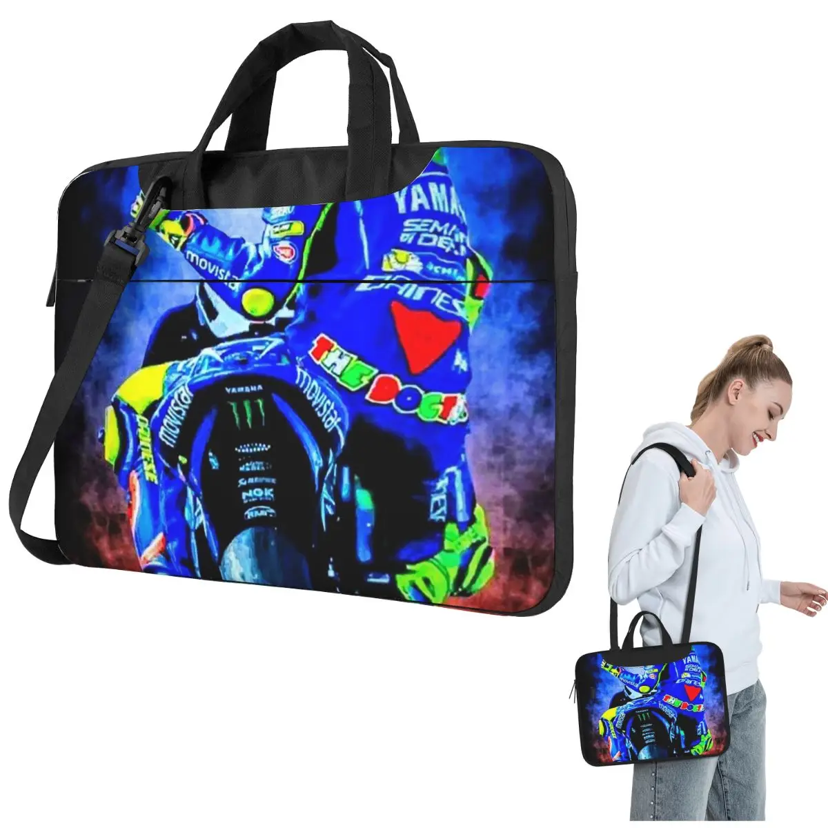 Moto-Gp Rossi Speed Racing Crossbody Laptop Bag Case Computer Bag 13 14 15.6 Inch Notebook Pouch for Lenovo