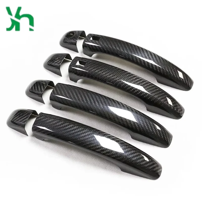 لأودي A4 A5 SQ5 B9 A4 S4 RS4 غطاء مقبض الباب الكسوة ألياف الكربون الجافة غطاء مقبض السيارة مقاومة للخدش سيارة #2