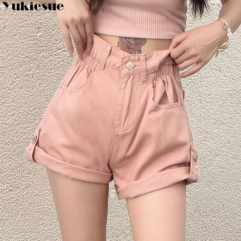 

Women Denim Shorts 2023 Summer Korean Edition Fashion Versatile New Solid Vintage High Waist Wide Leg Shorts Jeans Streetwear