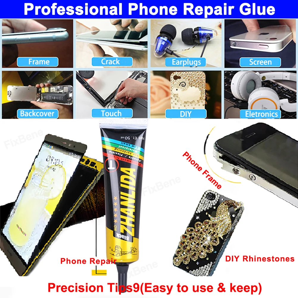 Zhanlida Cell Phone Black Glue Mobile LCD Screen Display Repair Tools Speaker Watch Adhesive Strong Ceramic Crafts Plastic Model