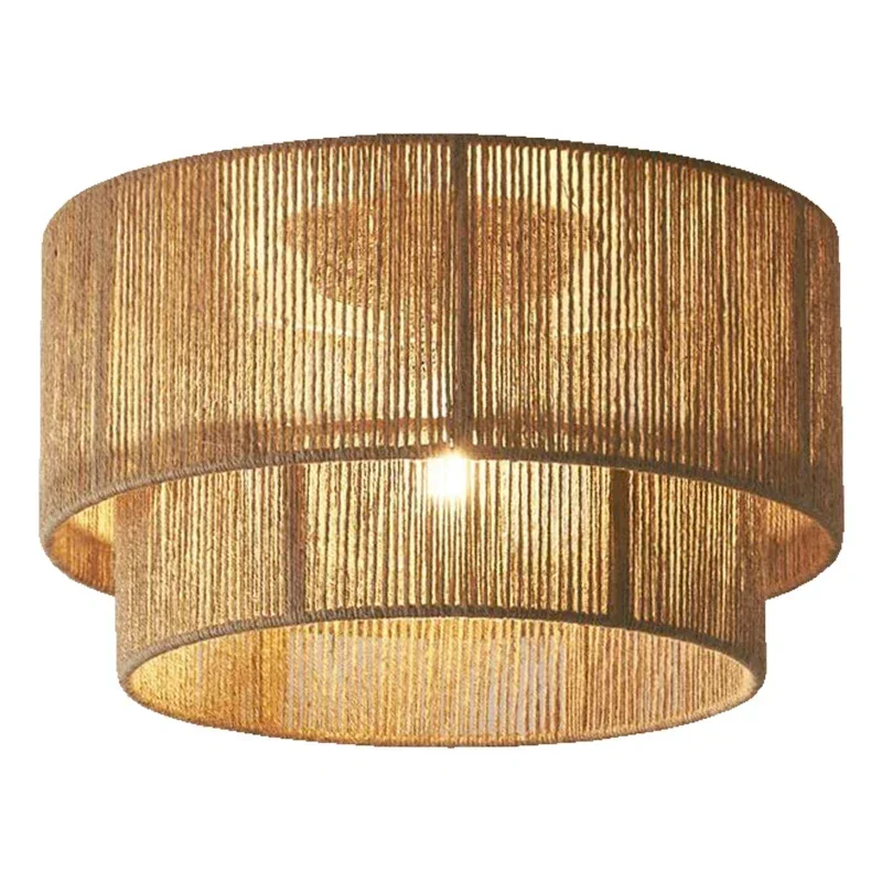 Vintage Hemp Rope Ceiling Light For Bedroom Living Room Dining Room Home Ceiling Lamp Southeast Asian Rattan Chandelier Lighting