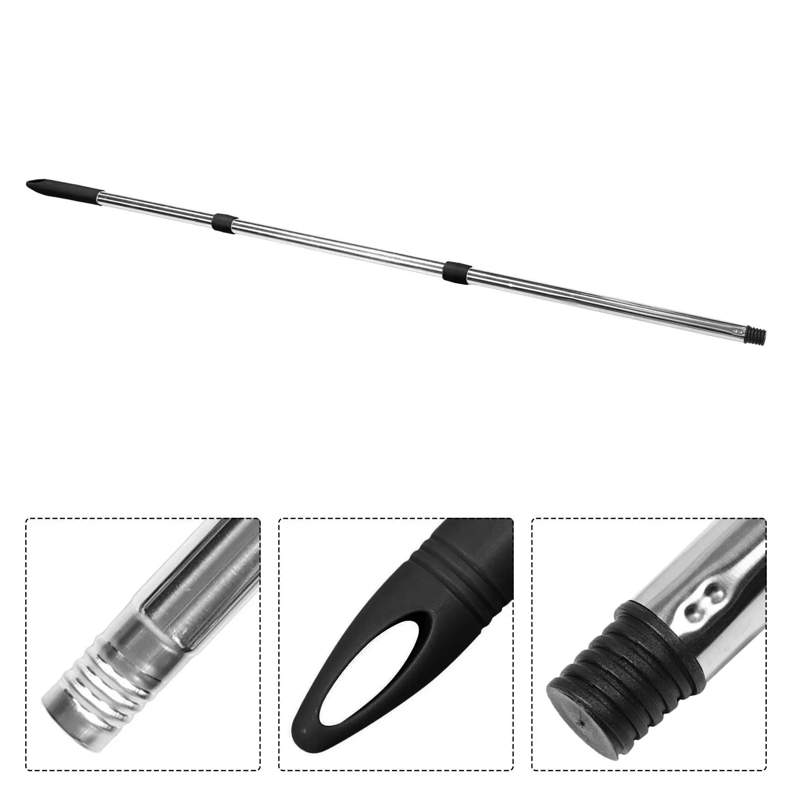 

Stainless Steel Three-Section Universal Mop Pole Replacement Handle for Threaded Mop Broom Brush Heads with Protective Cover