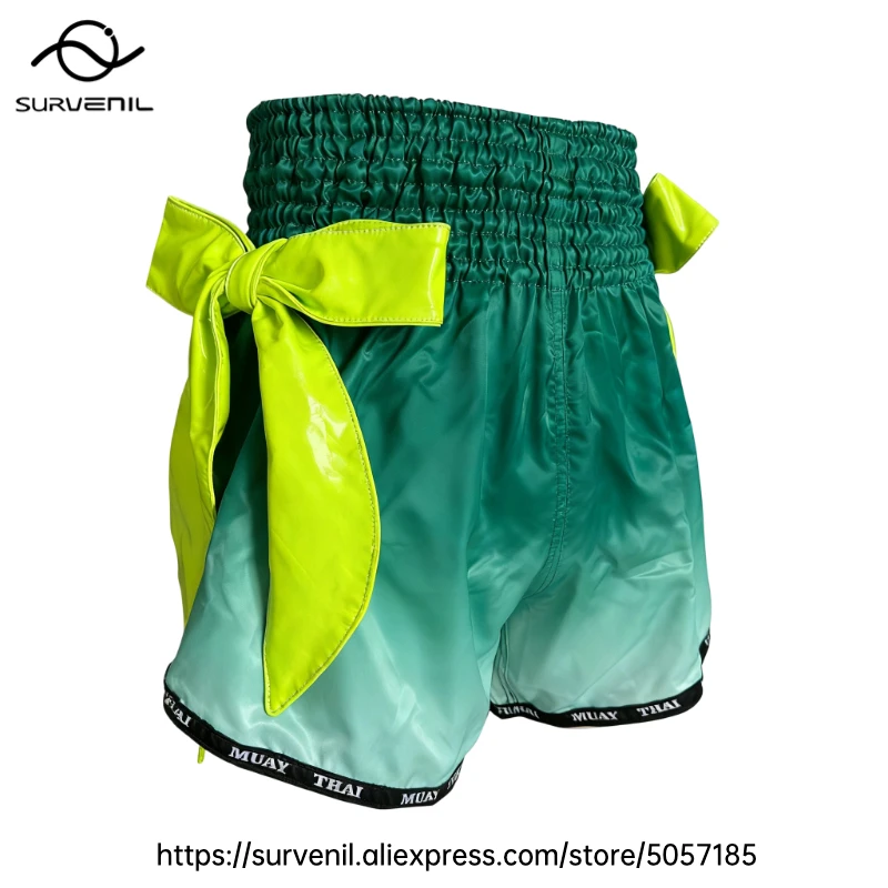

Шорты для тайского бокса с большими боковыми бантиками, простые боксерские шорты с эластичной резинкой на талии, ММА, тренировочные соревнования по боевым искусствам, боевые штаны