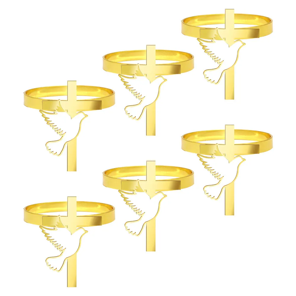 

6 Pcs Cross Napkin Rings Elegant Gold Finish Alloy Material Wedding Table Decoration Christening Party Supplies