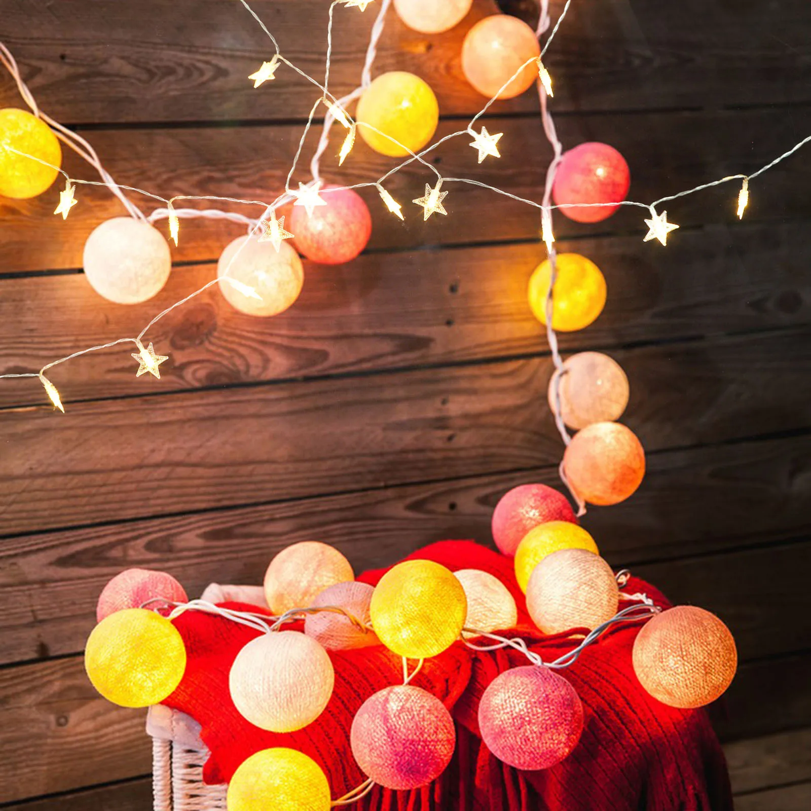 

Warm White LED Star String Lights USB Powered Decorative Fairy Lights for Christmas Wedding Party Bedroom Indoor Outdoor Decor