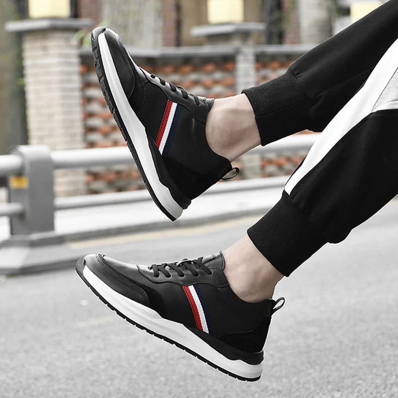Fashion New Genuine Leather Men Height Increasing Shoes 4/6/8CM Outdoor Casual Sneakers Men Fashion Sports Shoes Men Size 37-43