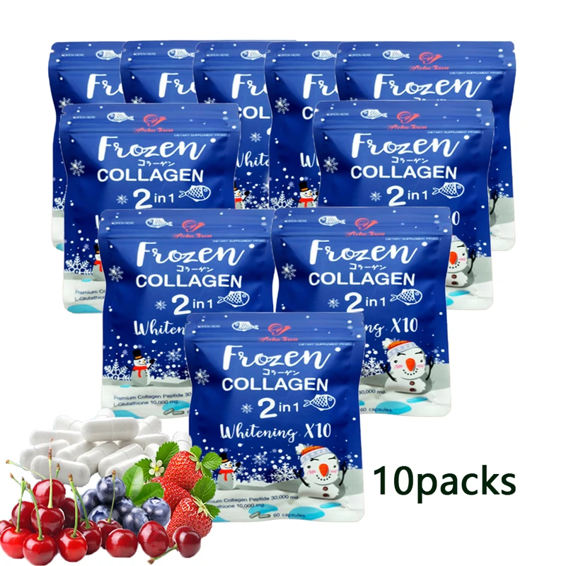 600pcs/ Frozen Collagen Whiteningx10 Younger Brightening Reduce Acne Freckles Skin Bright Whitening Antioxidant Frozen Collage