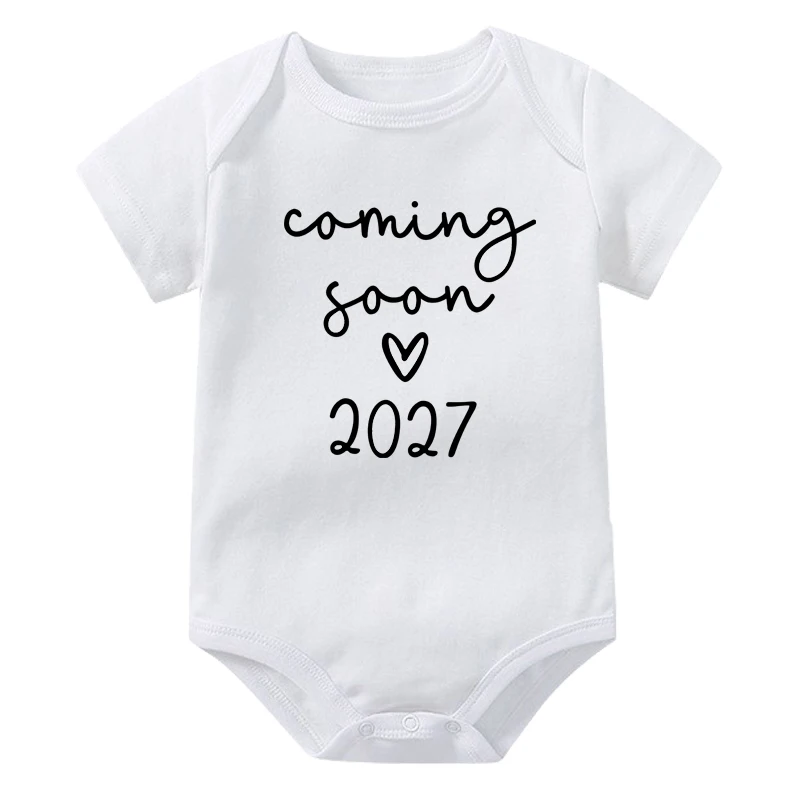 Baby Coming Soon 2027 Baby Bodysuit Baby Announcement Newborn Romper Cotton Girls Boys Jumpsuit Pregnancy Reveal Clothes